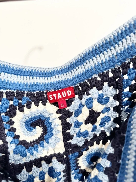 NWT Staud Brazing Cotton Crochet Granny Square Mini Skirt in Acid Cobalt Size XL - Picture 8 of 12